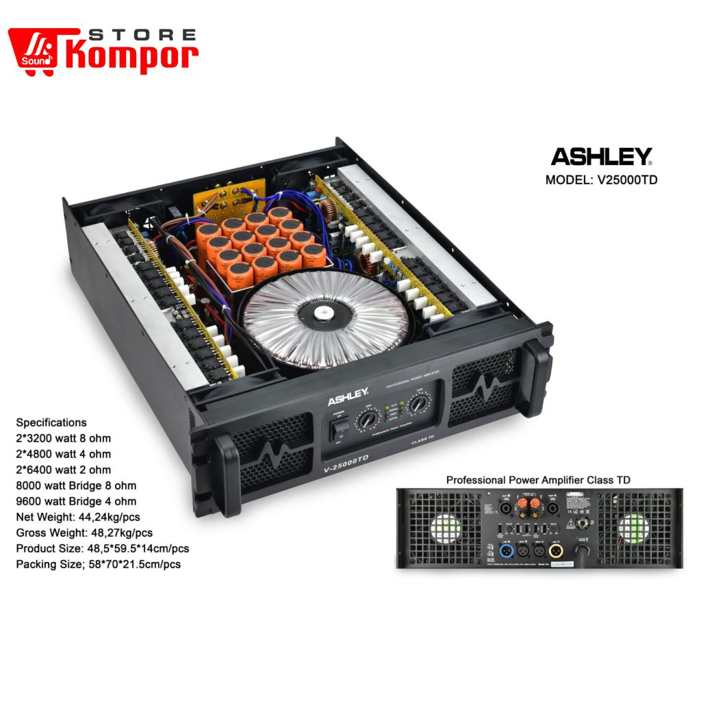 POWER AMPLIFIER ASHLEY V25000TD ORIGINAL CLASS TD / ASHLEY V 25000 TD / ASHLEY V25000 TD