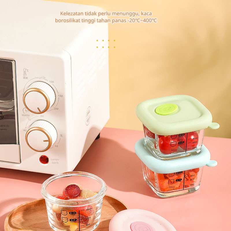 KOTAK MAKAN MPASI BAYI TUTUP SILICONE LOCK AND LOCK | WADAH MPASI BAYI KACA TEBAL | KOTAK MAKAN BAYI