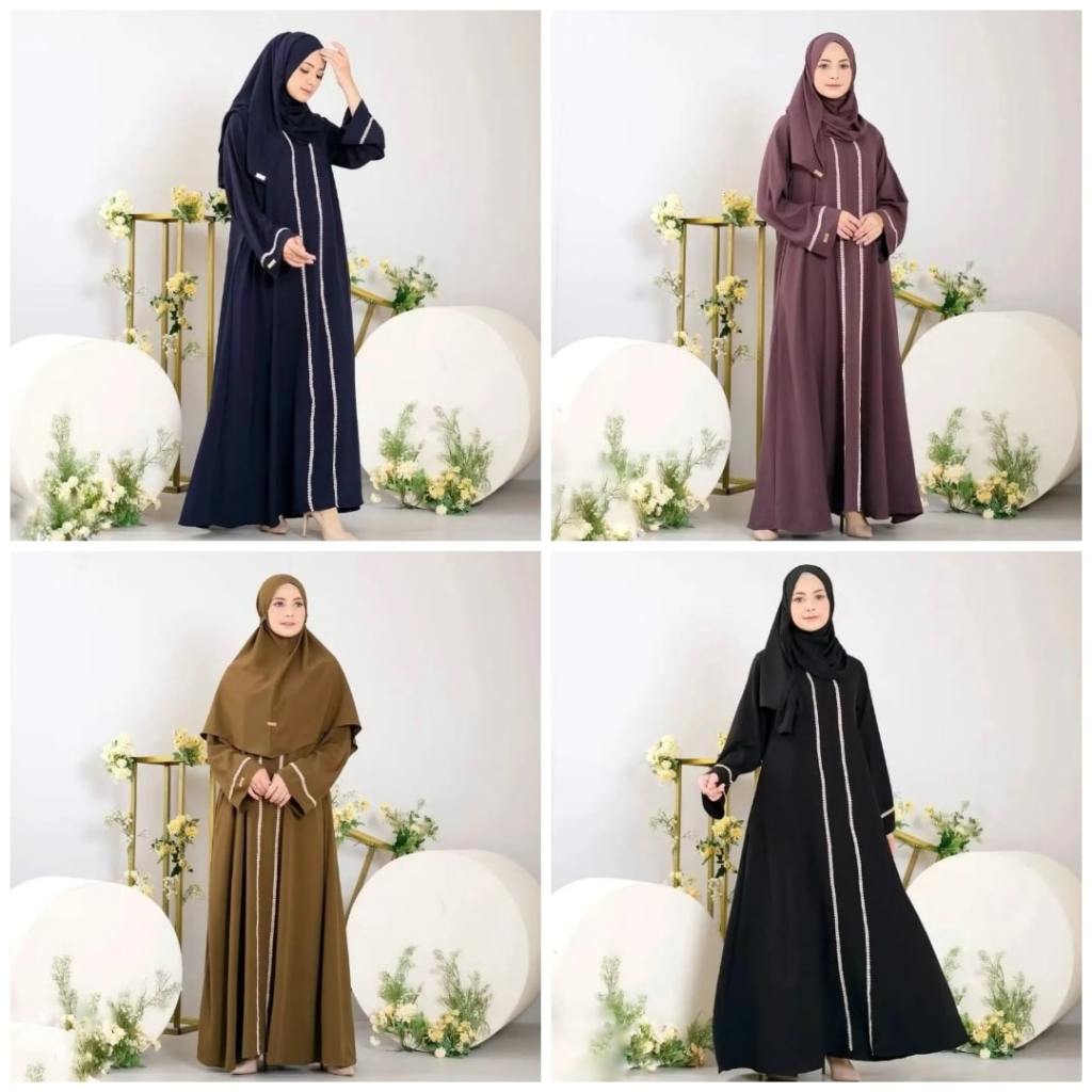 Gamis Abaya Dewasa Bahan Crinkle Motif Garis 2 Elegan – Adwa Collection