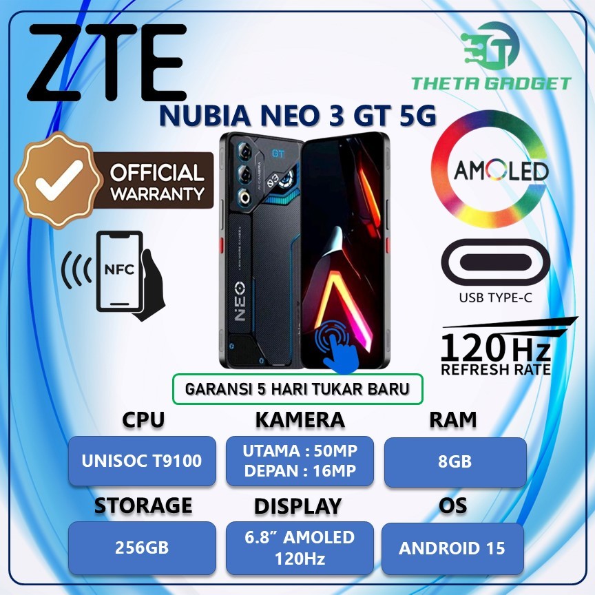 HP ZTE NUBIA NEO 3 GT 5G 8/256GB GARANSI RESMI NUBIA INDONESIA