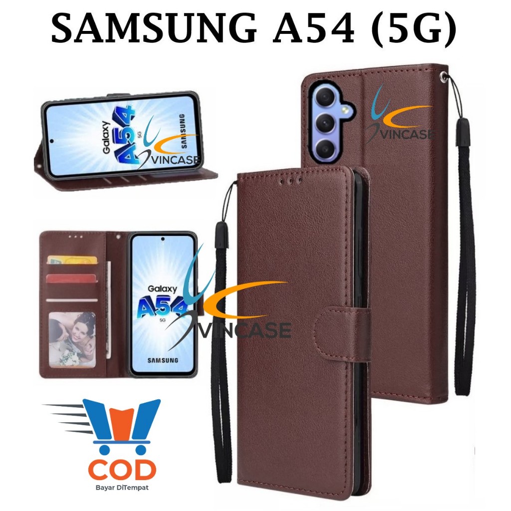 SAMSUNG A54 (5G) FLIP LEATHER CASE PREMIUM - FLIP WALLET CASE KULIT UNTUK SAMSUNG A54 (5G) - CASING 