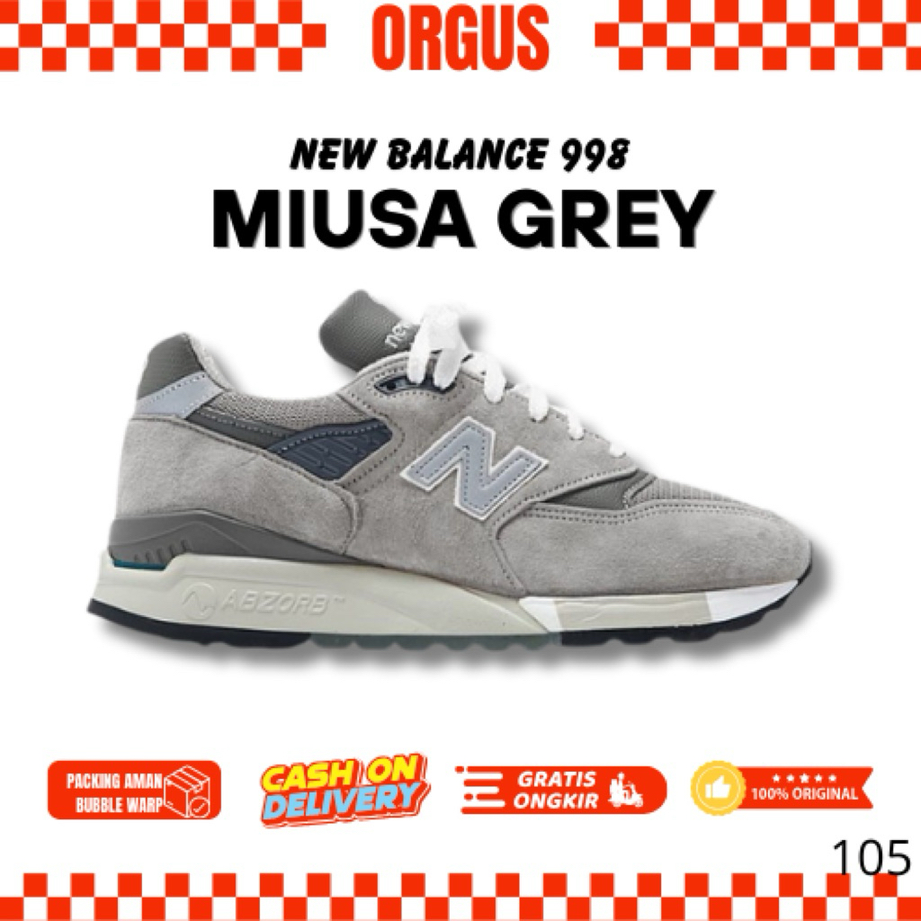 NEW BALANCE 998 MIUSA GREY - RESMI MAP 100% ORIGINAL