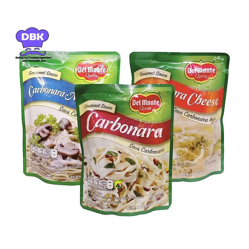 

Delmonte Carbonara Sauce 180gr Saus karbonara Carbonara Mushroom / Carbonara Cheese siap saji