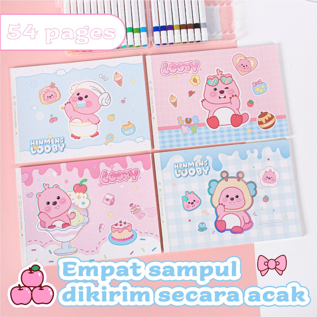 

Buku Lukisan Kartun Loopy Super Imut 100g Kertas A4 Ukuran Buku Gambar Siswa 27 Buku Sketsa Menebal Hadiah Anak -Anak