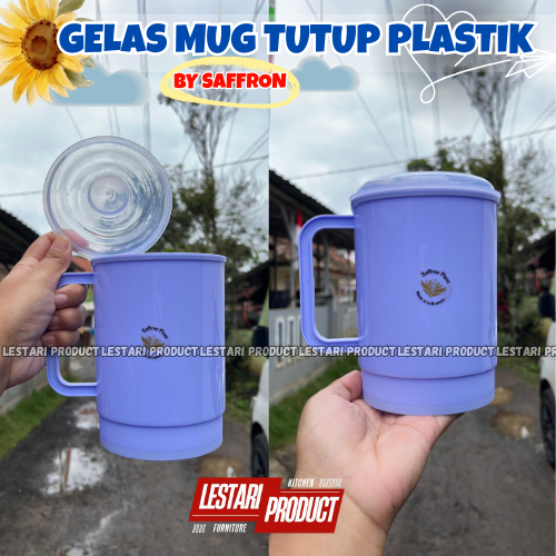 ( 6 PCS ) MUG TUTUP PLASTIK SAFFRON | GELAS TUTUP | CANGKIR TUTUP | GELAS PLASTIK | CANGKIR PLASTIK 
