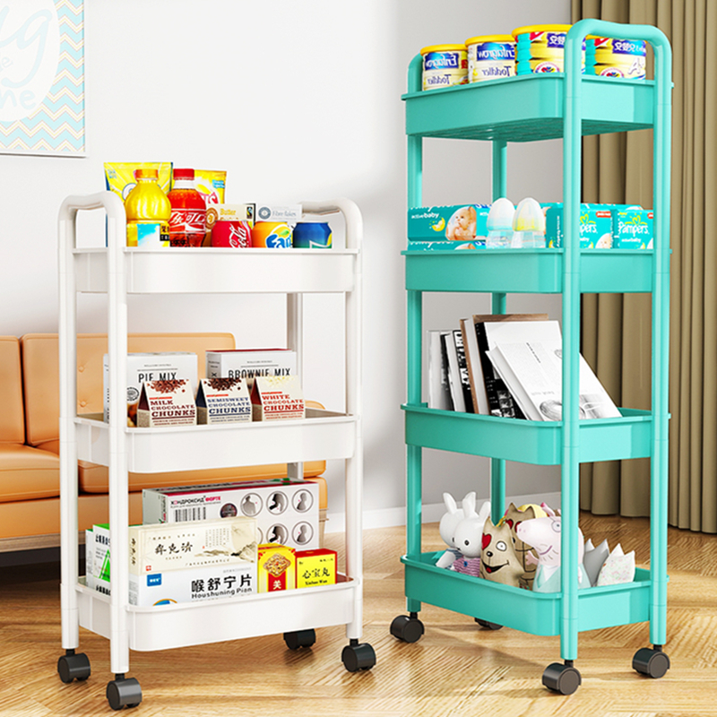 RAPIHOME Rak Susun Serbaguna Rak Troli Plastik  3/4 Susun Untuk Kamar/Kos/Dapur Ada Roda