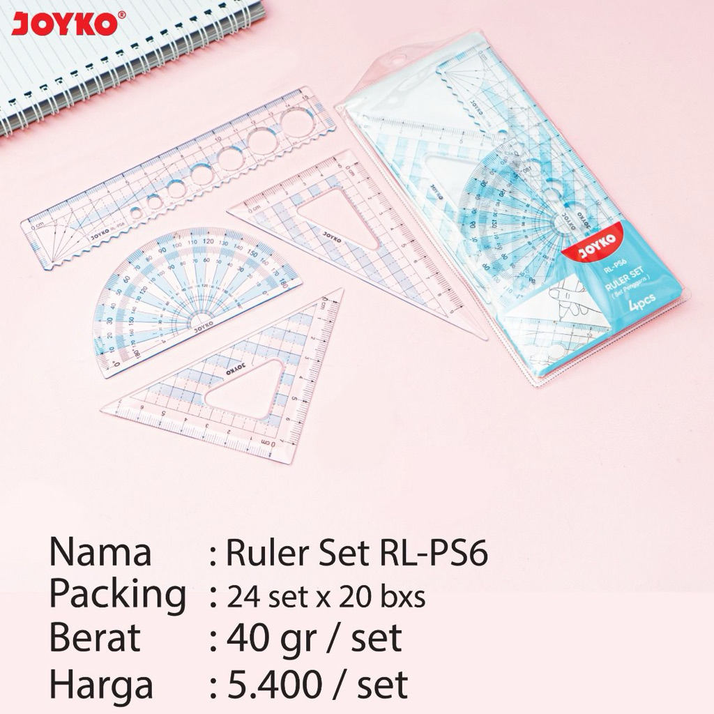 

Penggaris Set RLPS6 / Ruler Set Segitiga Busur / Garisan Set isi 4 pcs RL-PS6 Joyko