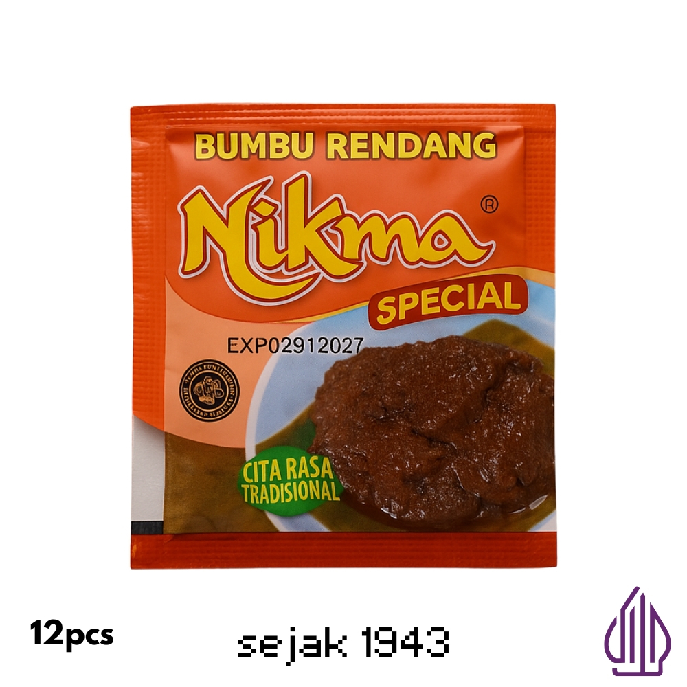 

NIKMA Bumbu Rendang Padang 12 Sachet Tanpa MSG Higienis Halal Rasa Minang Otentik