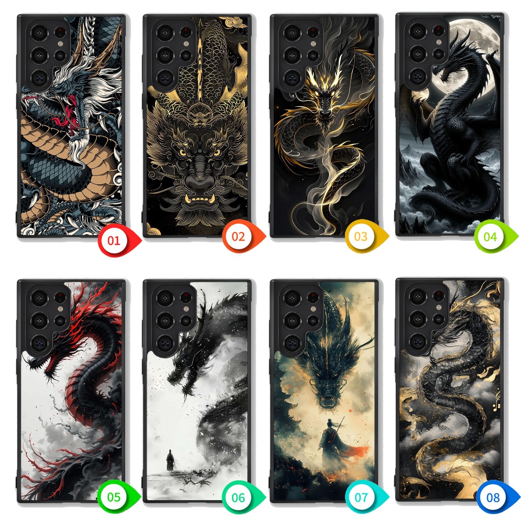 Case Samsung Galaxy S25 S24 S23 S22 S21 S20 Note 20 10 Ultra Plus FE Edge Black Dragon IC0099