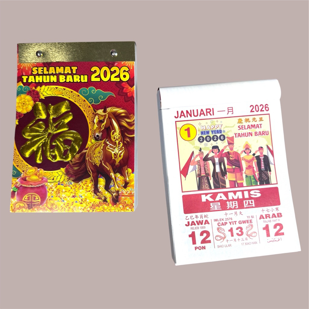 

Kalender harian sobek TH lokal ukuran medium/sedang tahun 2026 tanggalan harian sobek 2026