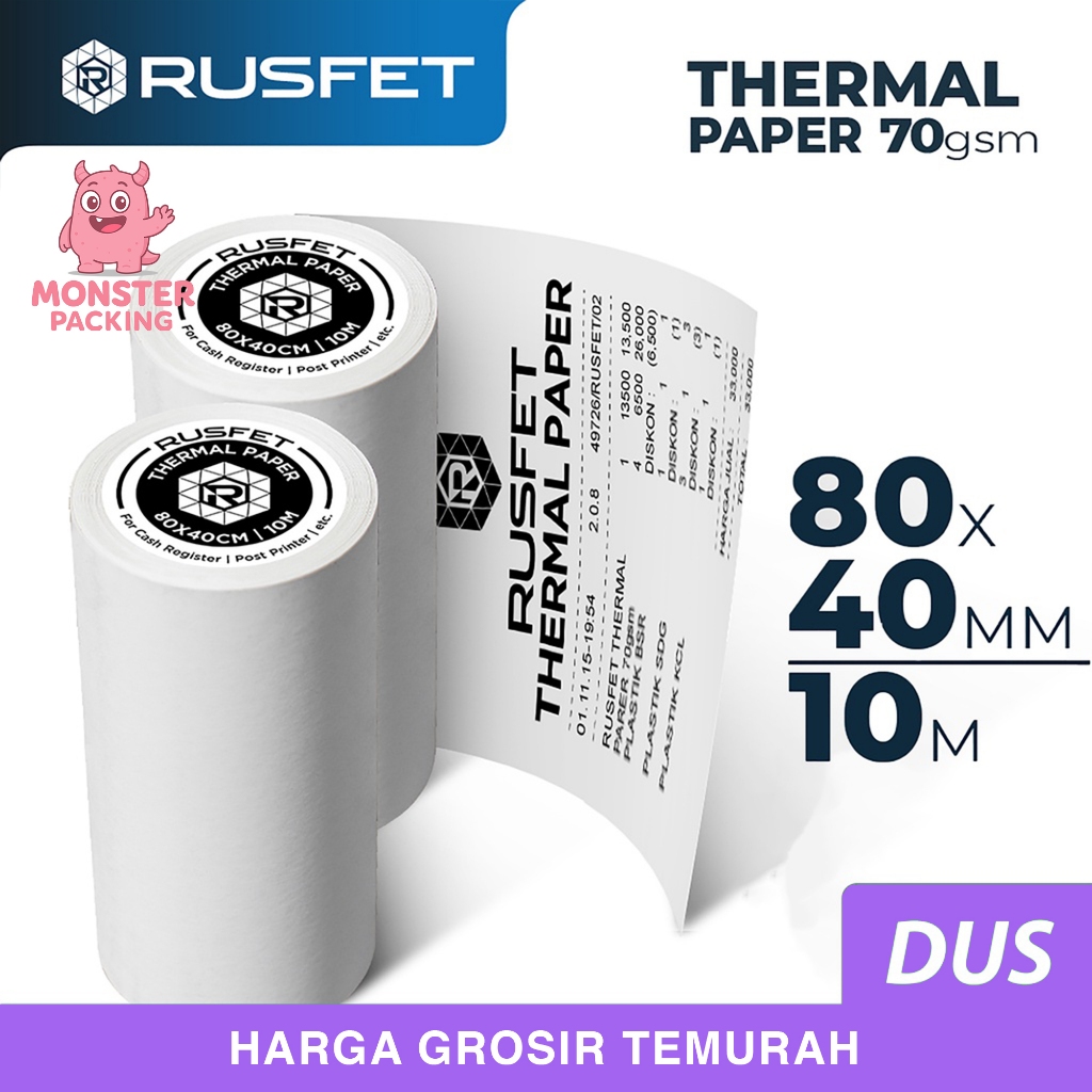 

Paper Thermal Struk Kasir Barcode Rusfet 80x40mm Dus