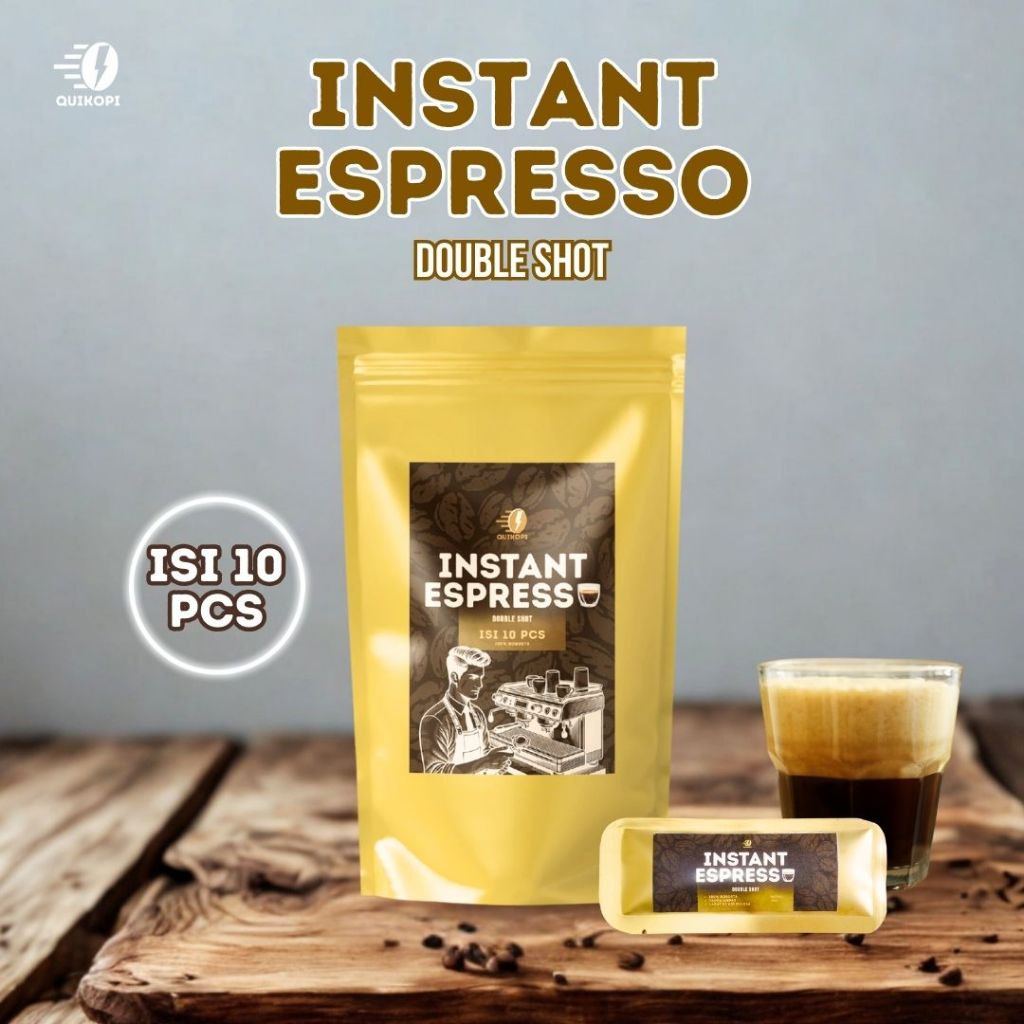 

QUIKOPI Espresso Instant – 10 Sachet, Bubuk Kopi Instan Premium Tanpa Ampas, Double Shot 4 gr