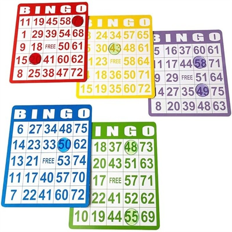 100pcs Kartu Bingo Lengkap Papan Bingo Bingo Set Kotak Bingo Board 5 Warna Bingo Set Game