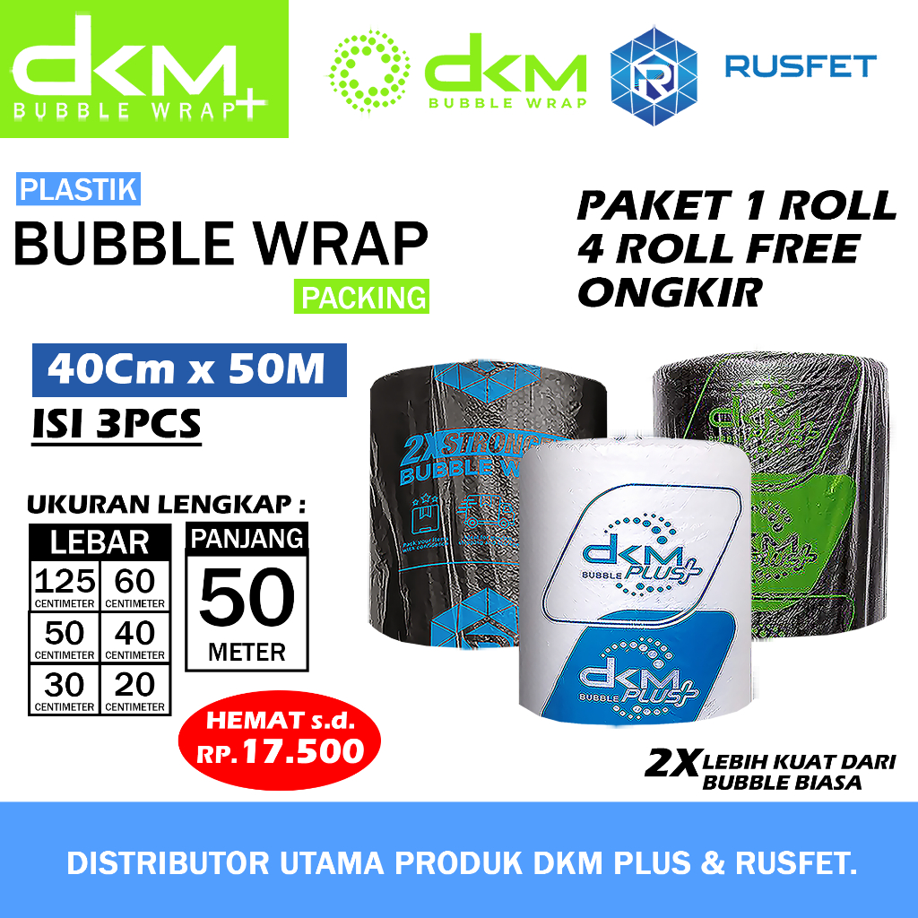 

Plastik Bubble Wrap Dkm 40cm X 50m (Isi 3 pcs) Packing Online Shop 40cm 30cm 20cm 50cm 60cm x 50m Putih Bening & Hitam Paket 1 Roll