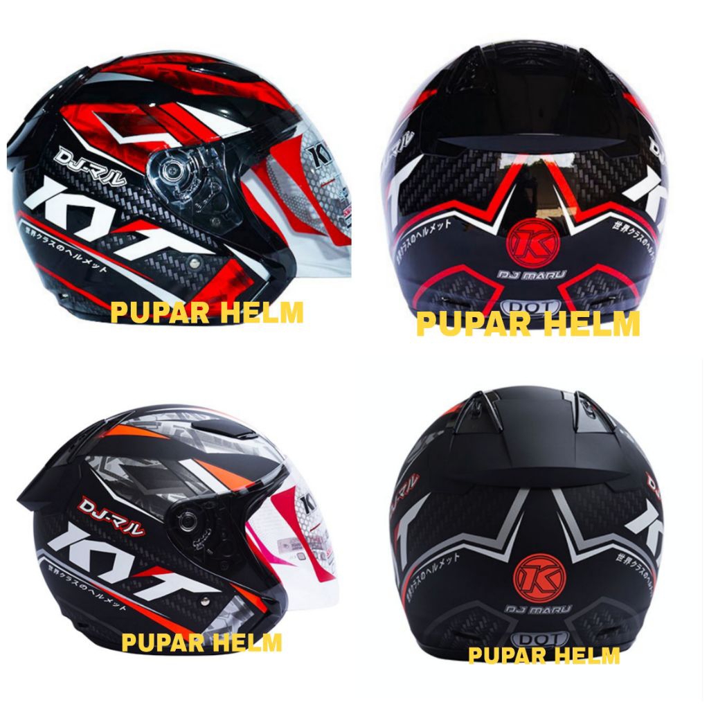 HELM KYT DJ MARU MOTIF #15 BLACK RED | HALF FACE SNI DJ MARU ORIGINAL