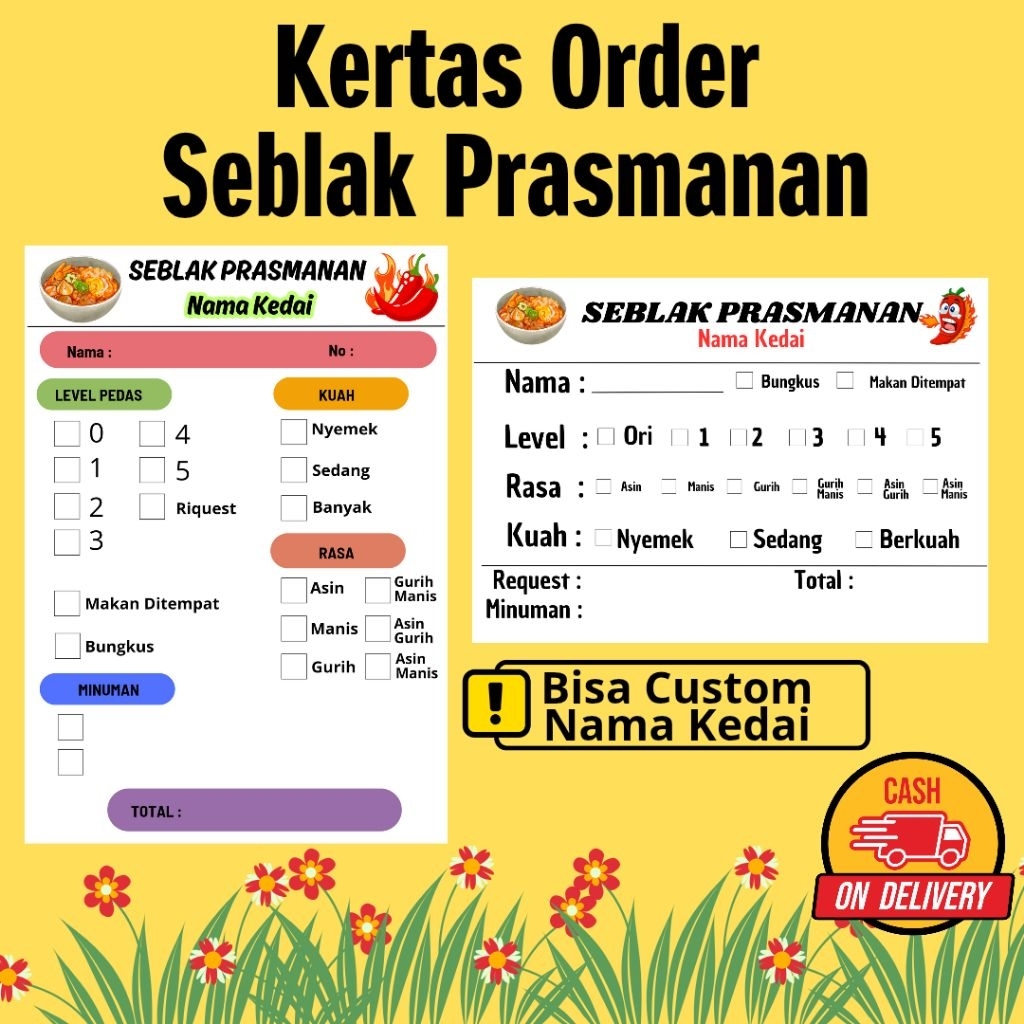 

[100pcs] Kertas Order Seblak Prasmanan/Kertas Pesanan Seblak