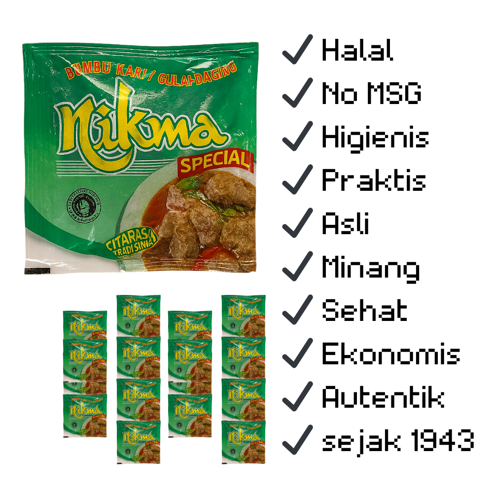 

NIKMA Bumbu Gulai Asli Padang 12 Sachet 1 Renceng Rempah Minang Tradisional