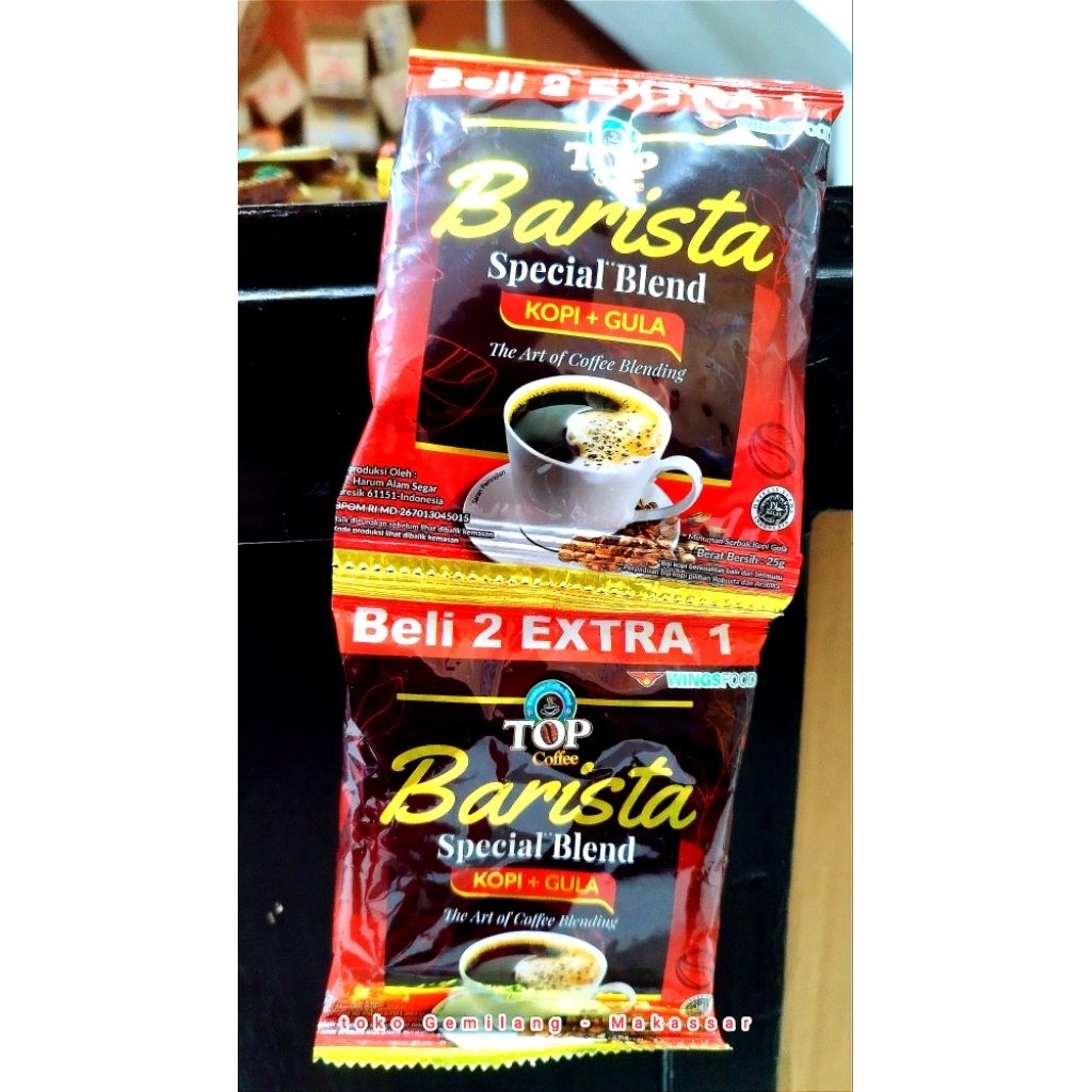 

Top coffee Barista special blend sachet 25 gr, kopi + gula, beli 2 extra 1