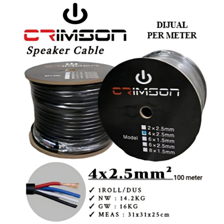 Kabel Speaker 4x2,5 MM Crimson Isi 4 Per Meter / Kabel 4x2,5mm Crimson / Kabel Audio Serabut Speaker