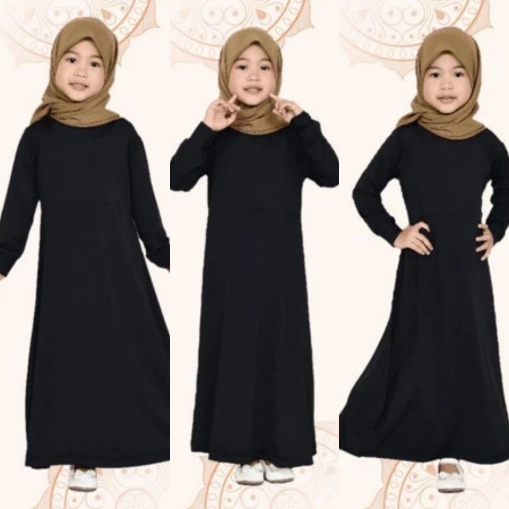 Gamis Abaya Polos Terbaru Anak Perempuan Warna Coklat Dan Hitam Baju Muslim Anak Syari