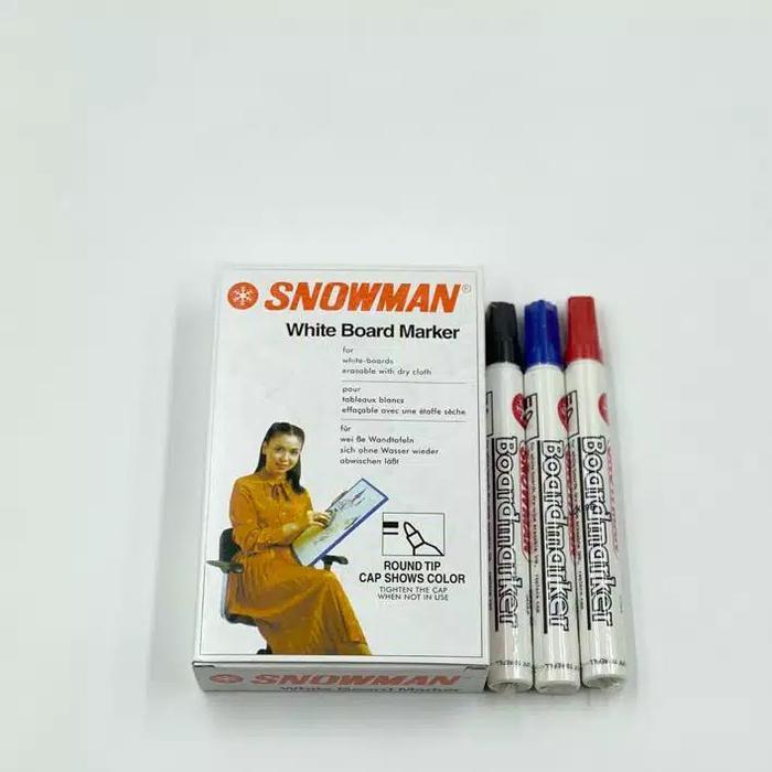 

Spidol Whiteboard Snowman Marker BG 12 Perpcs / Sepidol / Spidol White Board Merk Snowman BG-12