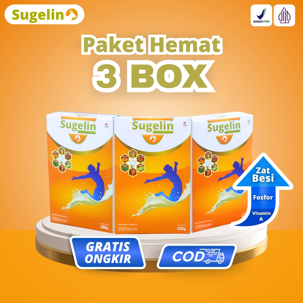

Sugelin Susu Kambing Halal BPOM 200g Anti Pegel Linu - Paket Hemat 3 Box
