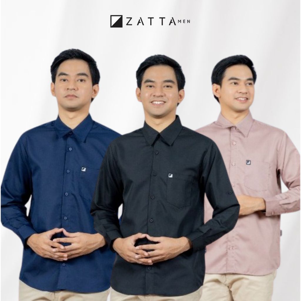 Elzatta Baju Kemeja Koko Pria Dewasa Lengan Panjang Kemeja Basic Katun