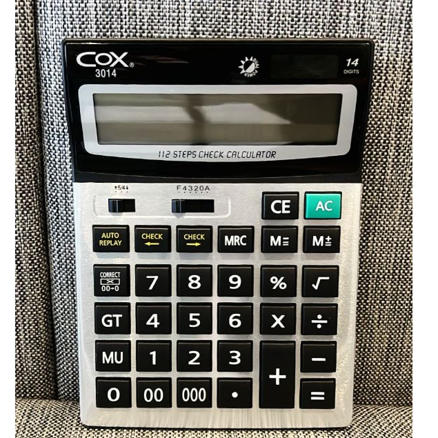 

Calculator Cox 3014 - Kalkulator 14 Digit Cox - Ukuran Besar/Jumbo