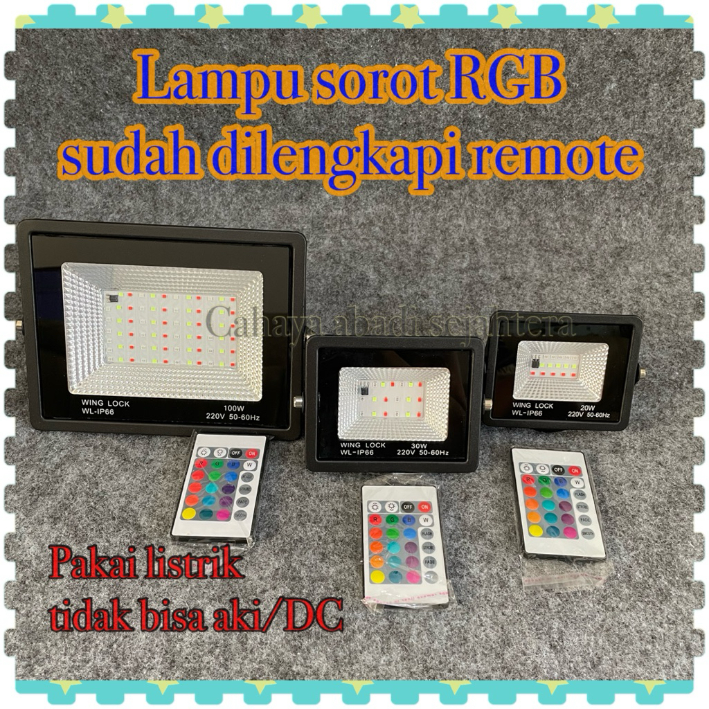 lampu led sorot tembak floodlight lampu outdoor LED RGB/Lampu sorot RGB REMOTE
