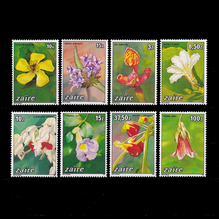 

S0138 Prangko Zaire 1984 Flowers 8v Mnh