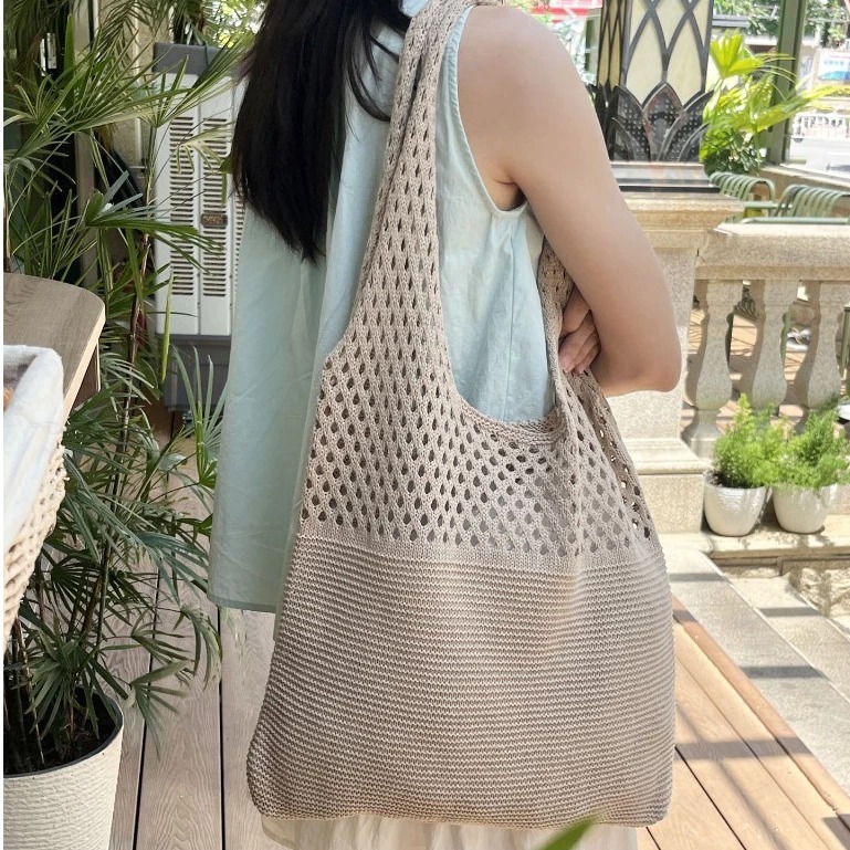 Tas Rajut Model Korea | Tas Tote Rajut Wanita Santai & Stylish
