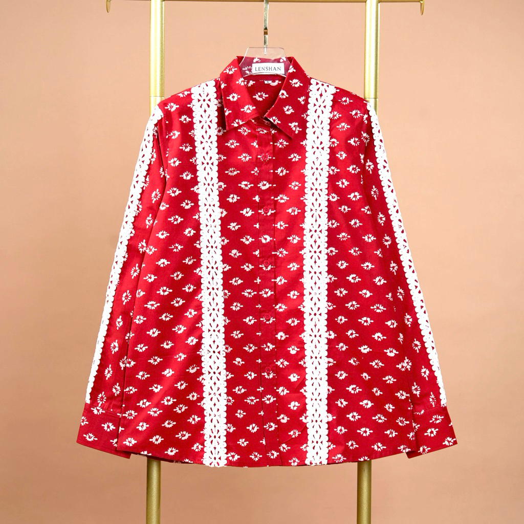 Atasan wanita Batik "KARTINI"Nuansa Merah Putih