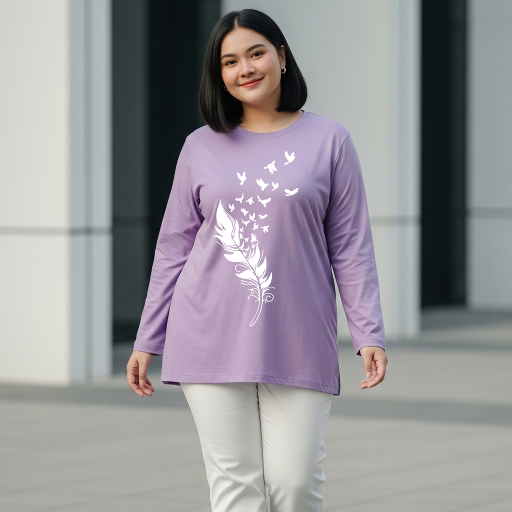 Baju Oversize Tangan Panjang LD 130 140 150 Kaos Bulu