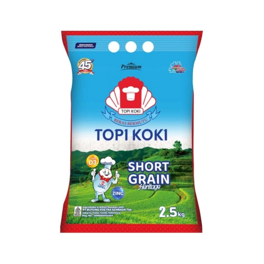 

Topi koki Short Grain Beras Bulir Pendek Heritage 2.5 Kg