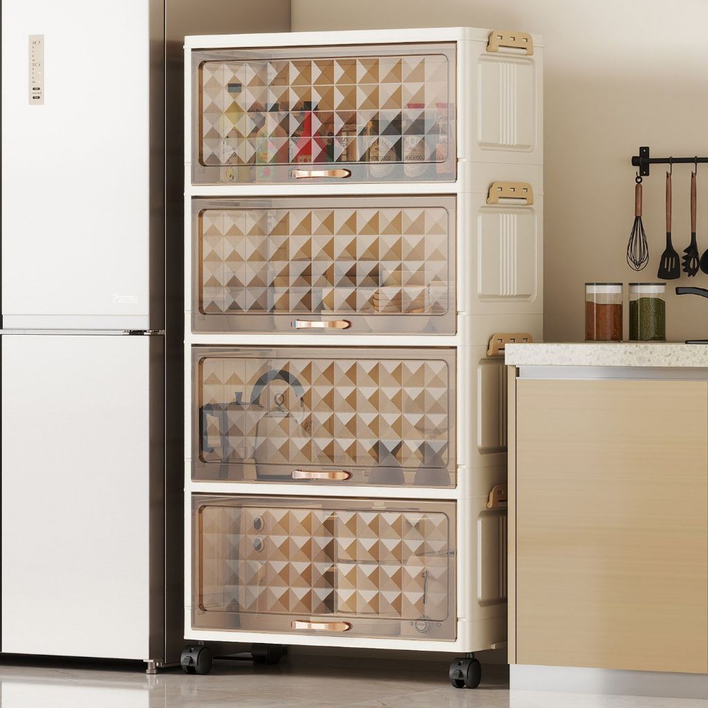 Lemari Lipat Pintu Flip 50cm Lemari Penyimpanan Tertutup Rak Minimalis untuk Kosmetik/Buku/Mainan