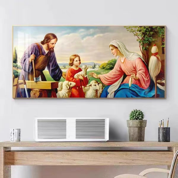 Lukisan Porcelain 5D Diamond Painting – Keluarga Kudus Yesus Maria Yosef – Hiasan Dinding Religi