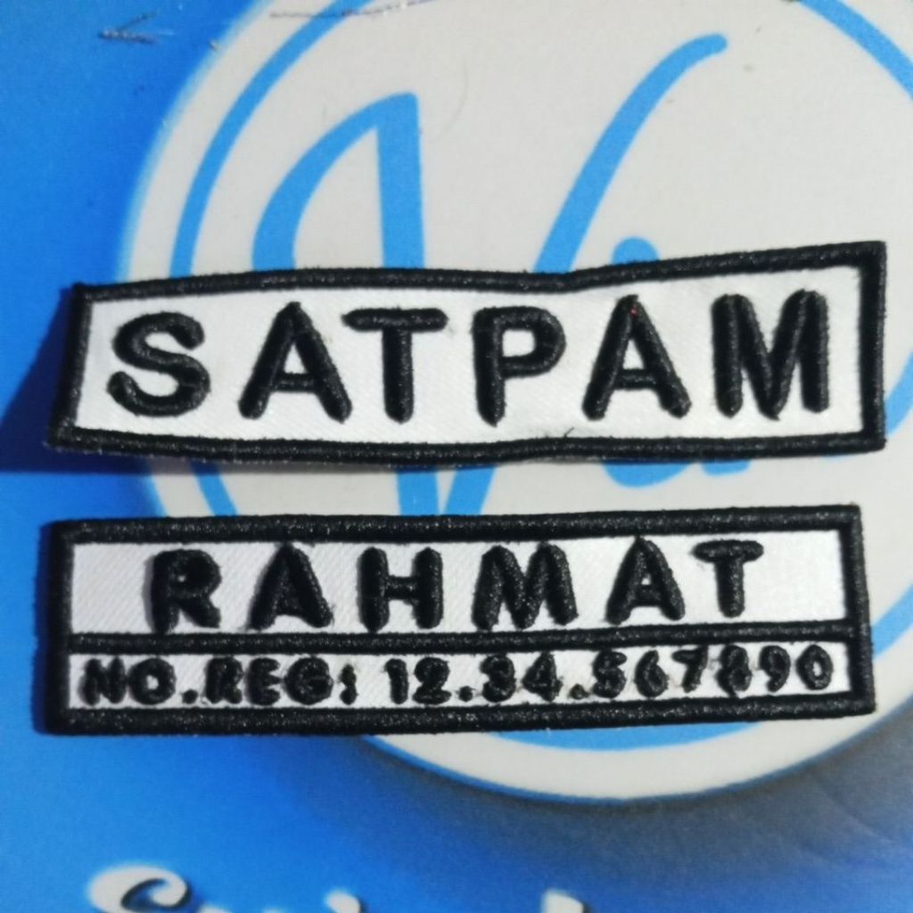 Nama Satpam Timbul 3D putih bordir