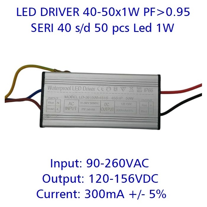 Led Driver 1W 300mA 40-50x1W WP PF 0.95