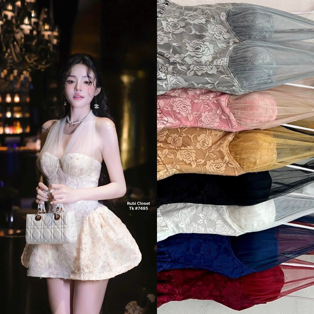 DRESS MINI BRUKAT MEKAR IKAT TALI / DRESS MINI PARTYDRESS MEKAR