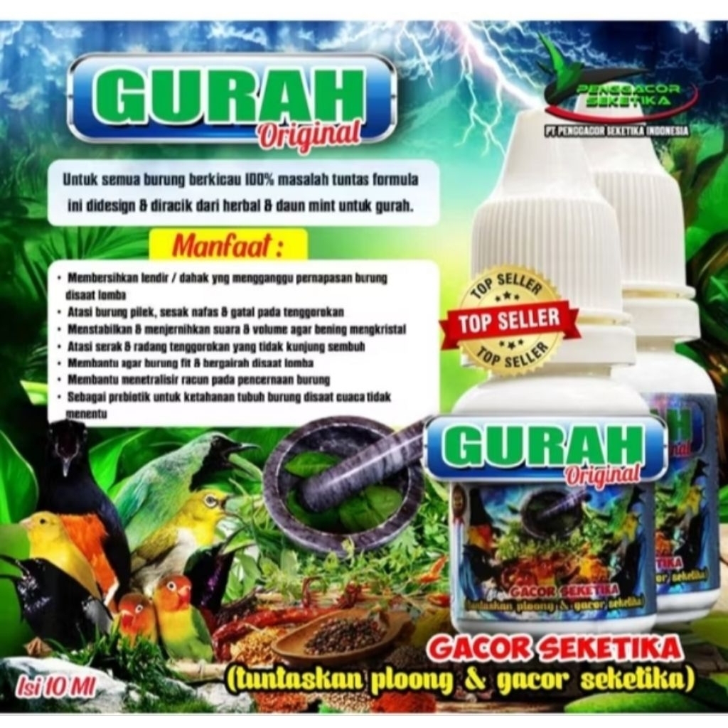 gurah original penambah volume burung obat anti serak penggacor plong buang lendir