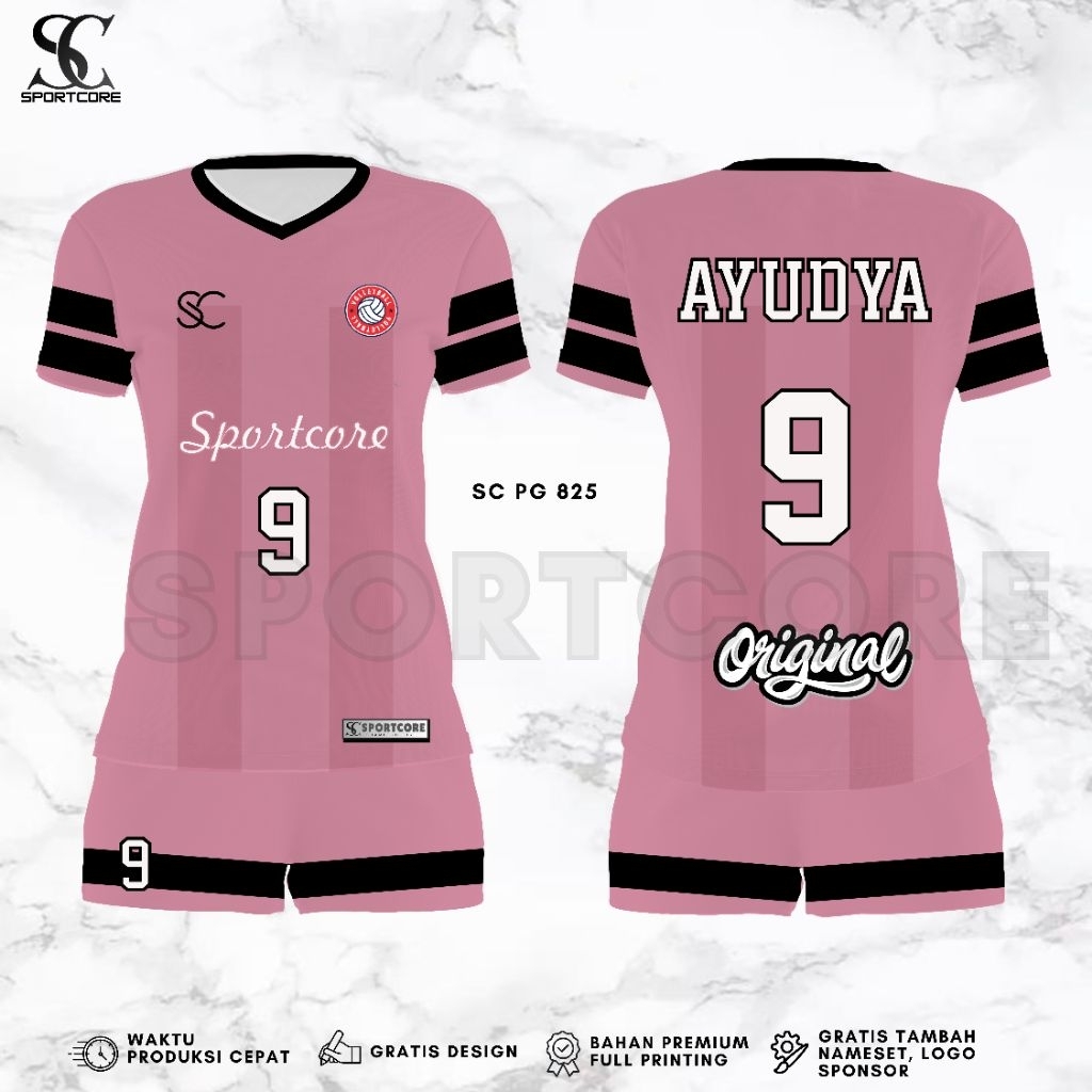 Jersey Voli Cewek Fullprinting Custom Nama Nomer