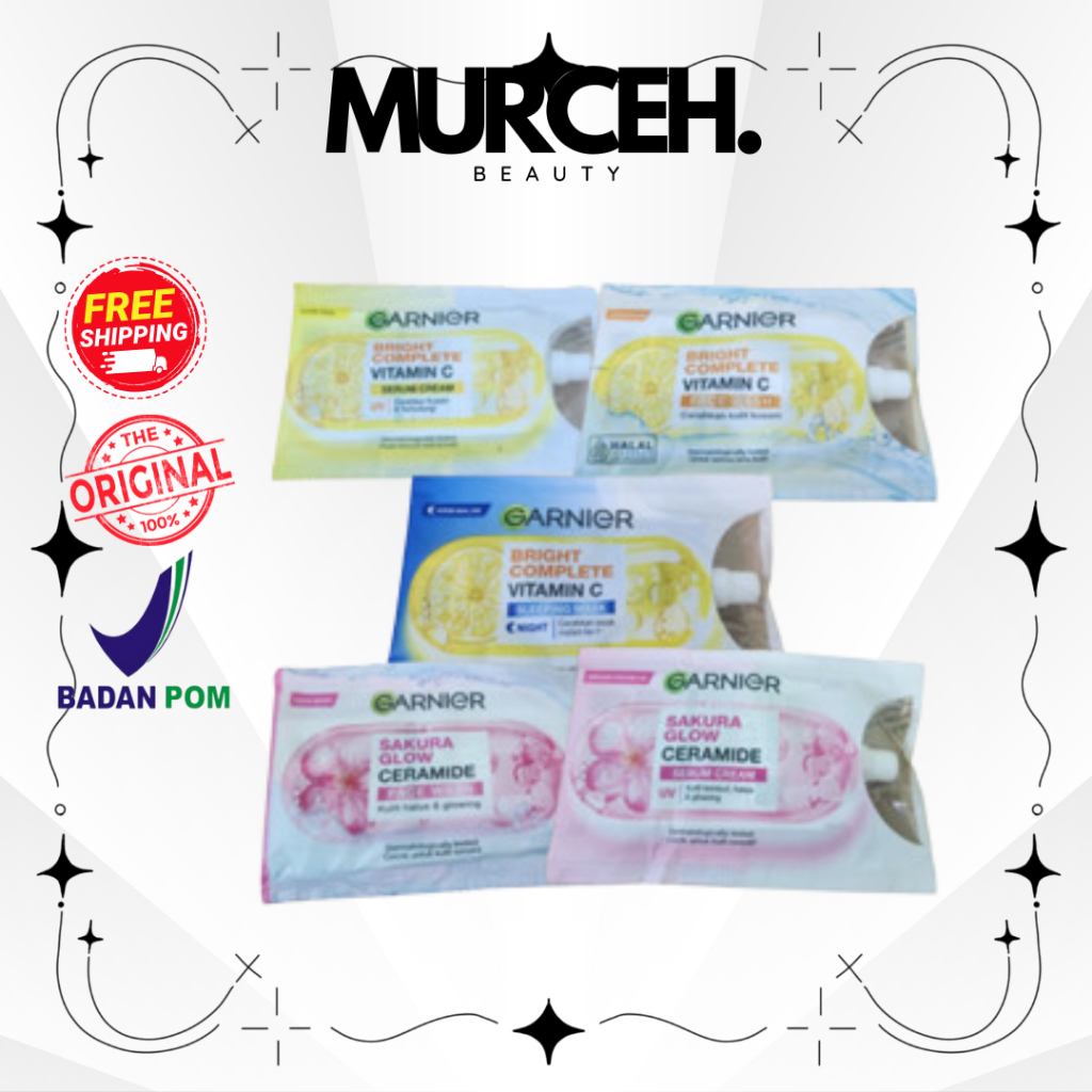 [MURCEH] GARNIER SACHET SERIES BIRGHT COMPLETE | SAKURA GLOW | SERUM CREAM / FACE WASH / SLEEPING MA