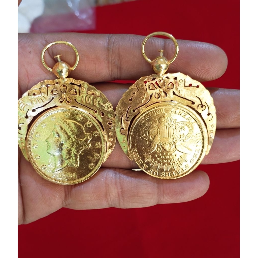 liontin koin ringgit putar Liberty head by Asiyahaccessories