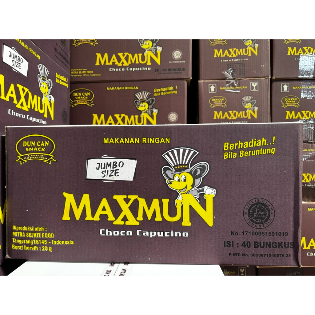 

Maxmun Jumbo 2000 | Snack Berhadiah Uang Bila Beruntung | Cemilan Rasa Choco Capucino