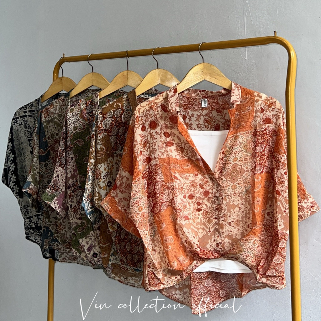 BLOUSE SIFON EVIE FREE TANKTOP WANITA|BLOUSE SIFON MOTIF BATIK|ATASAN BATIK|BLOUSE KEKINIAN