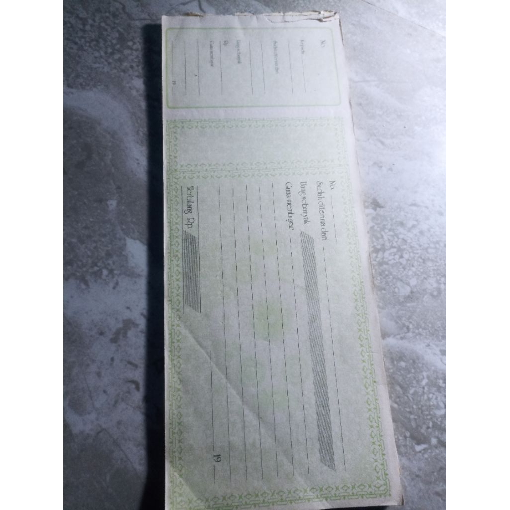 

Kertas Kwitansi Lama tahun 19 san Perlembar (S29)