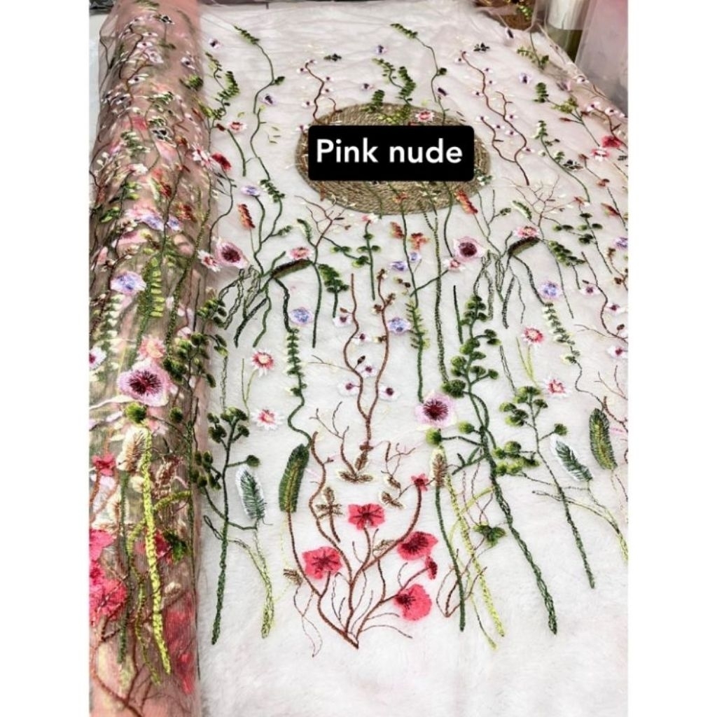 bahan tile valentino motif bunga lembut kain nya ready