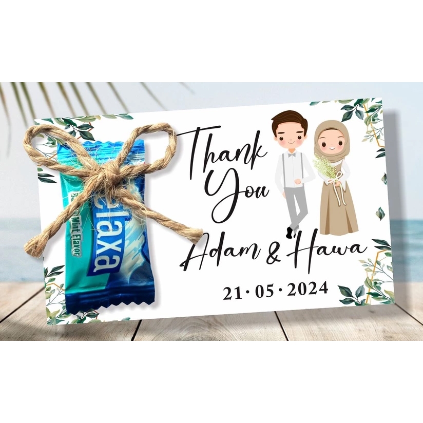 SOUVENIR PERMEN PERNIKAHAN + KARTU UCAPAN + TALI RAMI