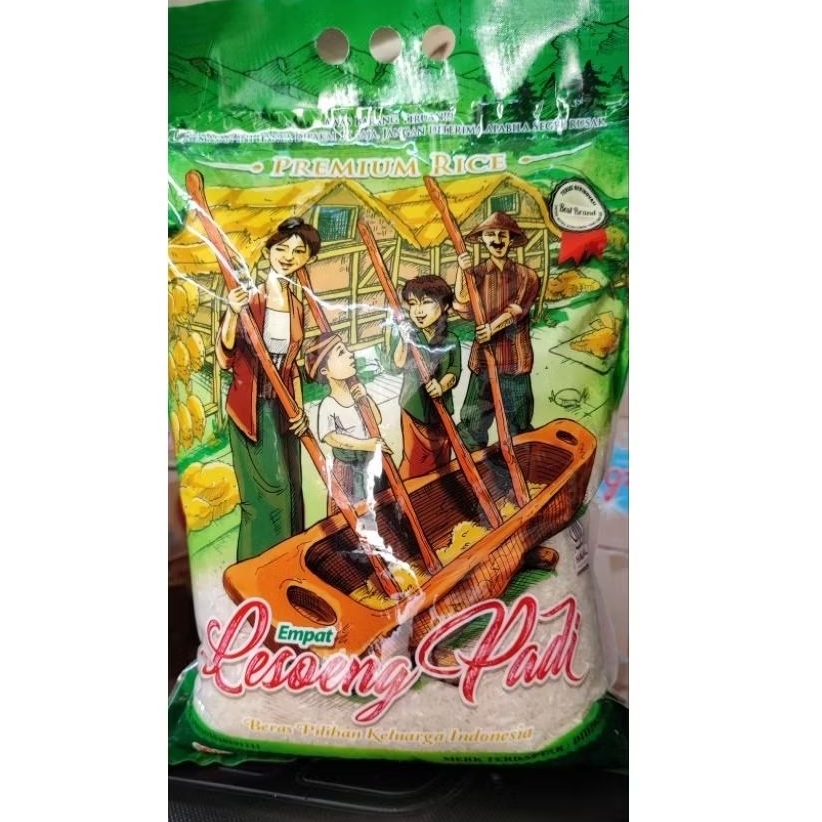 

Beras Premiun cap Lesoeng Padi kemasan 5kg. Beras punel, enak, bersih, rasa setara Lopo Ijo.