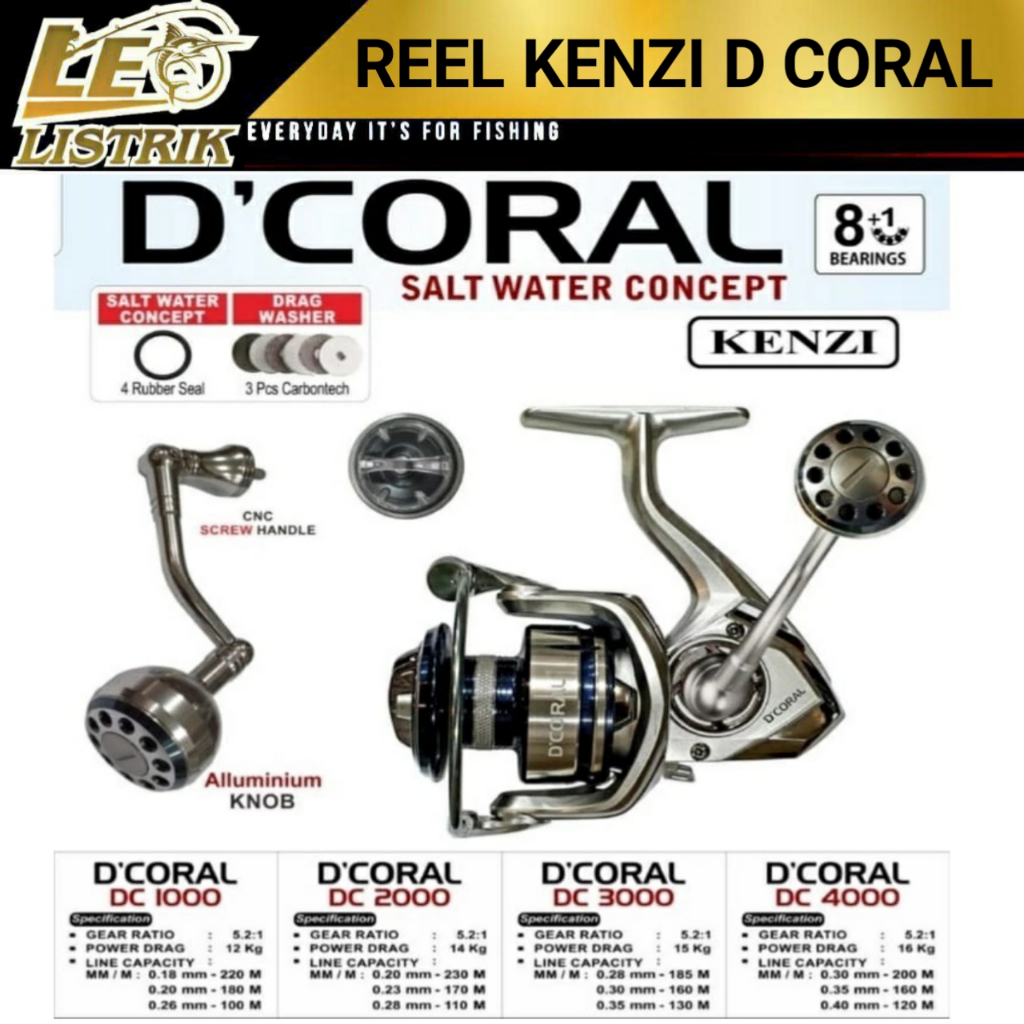 REEL KENZI D CORAL 1000 2000 3000 4000 REEL PANCING TERLARIS REEL SPINNING TERLARIS